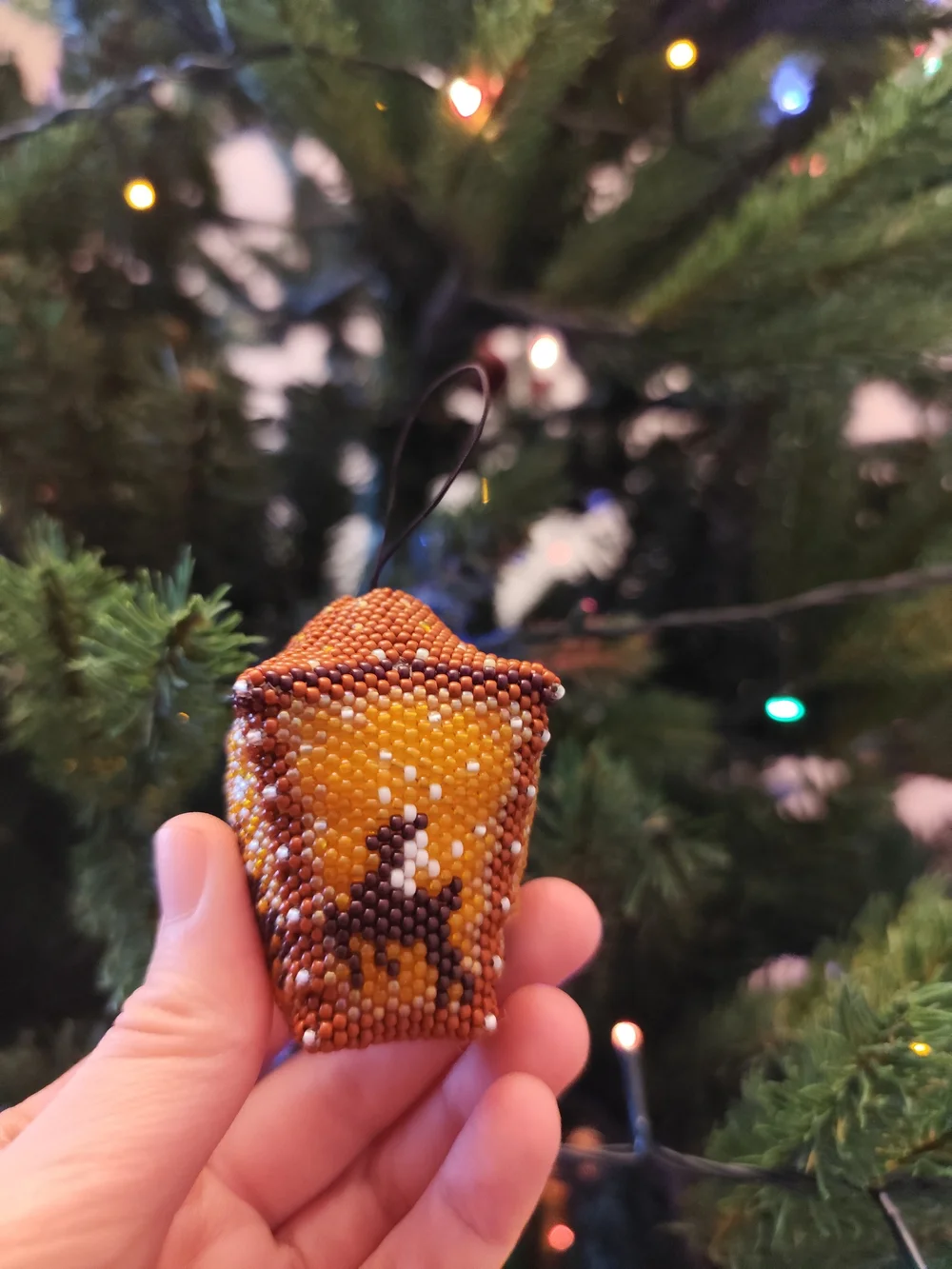 Beaded Orange Star Pendant Holiday Ornament